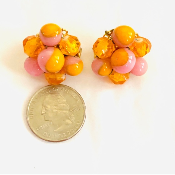 Hobe Vintage Art Glass Earrings cluster Clip Backs - Picture 5 of 7